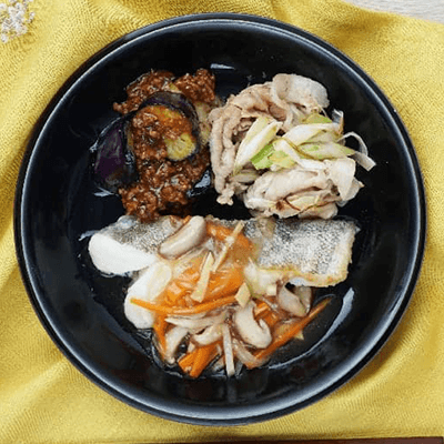 DL03 白身魚と麻婆茄子の中華プレート